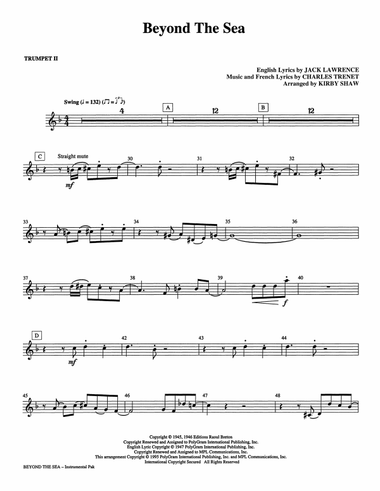 Beyond The Sea (arr. Kirby Shaw) - Trumpet 2