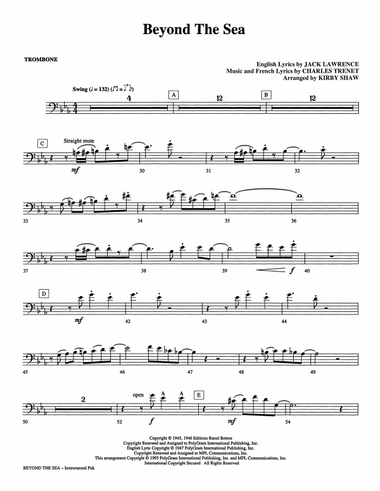 Beyond The Sea (arr. Kirby Shaw) - Trombone