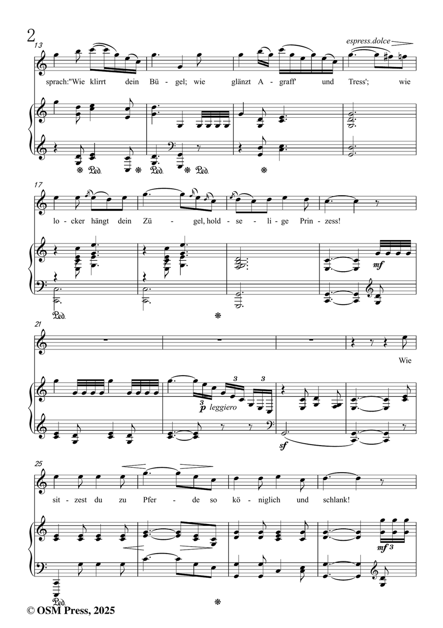 C. Loewe-Der Edelfalk,in C Major by Carl Loewe Piano, Vocal - Digital Sheet Music page 4