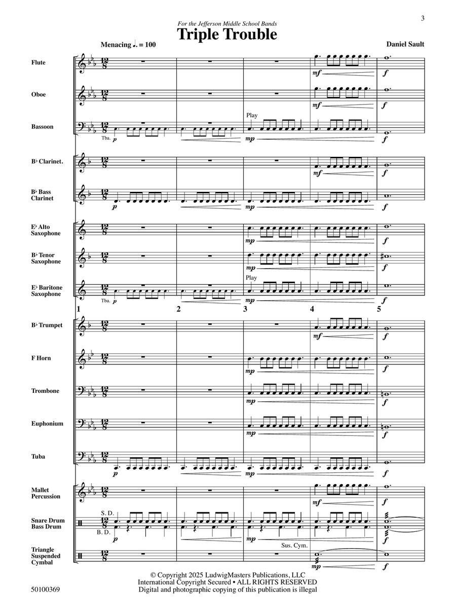 Triple Trouble - Full Score Concert Band - Digital Sheet Music page 3