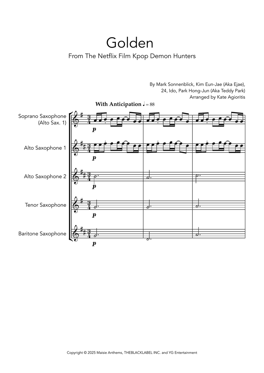 Golden Saxophone Quartet scores gallery preview page 3