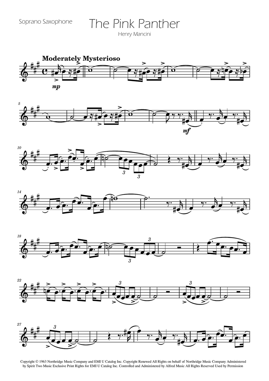 The Pink Panther by Henry Mancini Saxophone Quartet - Digital Sheet Music page 6