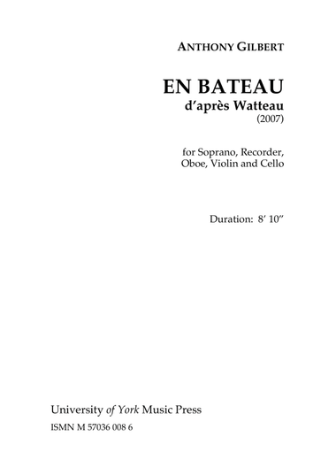 En Bateau, d'après Watteau - Score Only