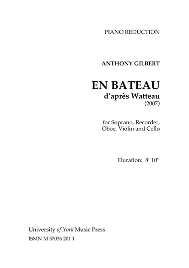 En Bateau, d'après Watteau (piano reduction)