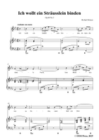 Richard Strauss-Ich wollt ein Straußlein binden,in E flat Major Piano, Vocal scores gallery preview page 3