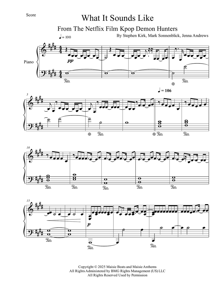 What It Sounds Like Piano Solo scores gallery preview page 1