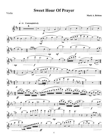 Sweet Hour of Prayer-Violin solo (with piano acc.)