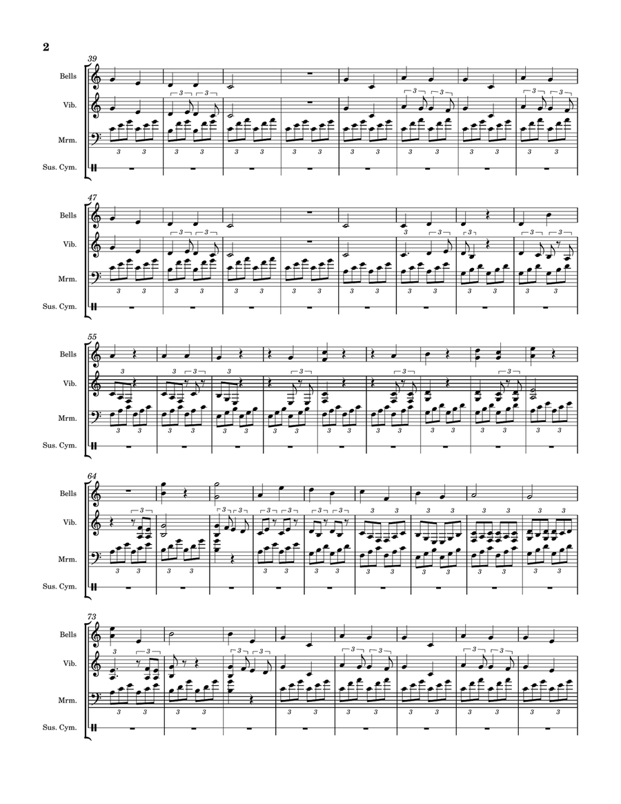 Sunrise to Sunset-mallet trio Percussion Ensemble - Digital Sheet Music page 2