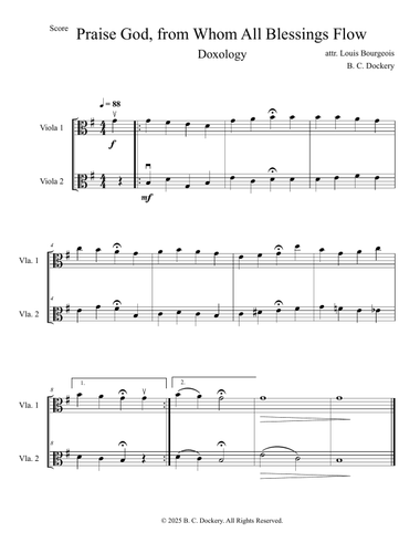 Praise God from Whom All Blessings Flow (Doxology) for Viola Duet