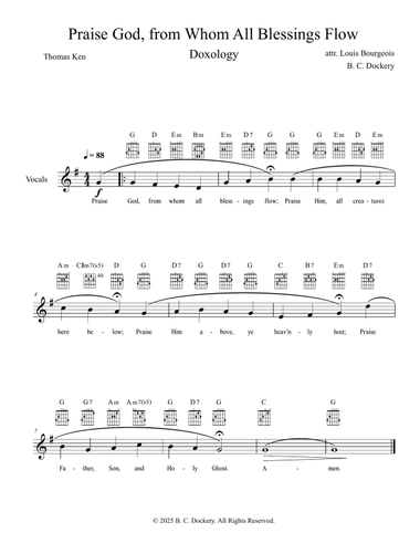 Praise God from Whom All Blessings Flow (Doxology) for Lead Sheet: Melody, Lyrics, & Chords