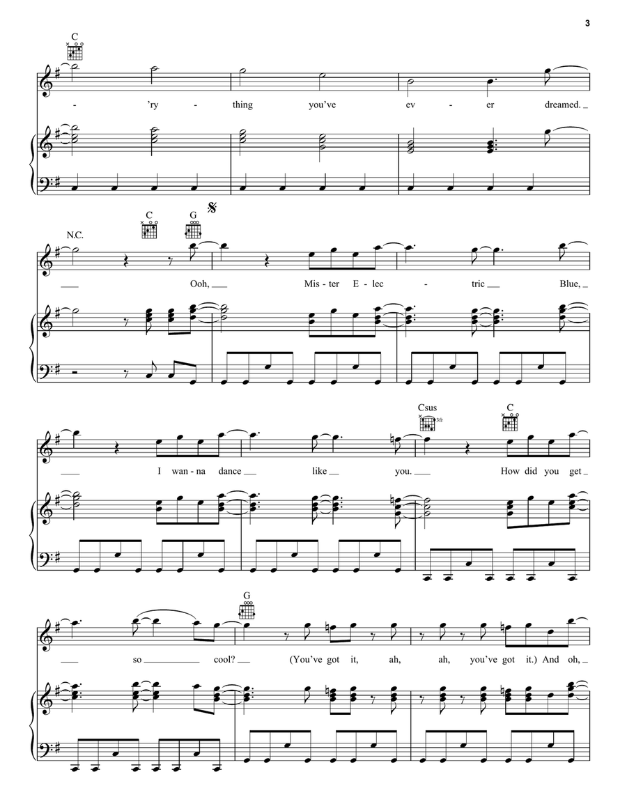 Mr. Electric Blue by Benson Boone Piano, Vocal, Guitar - Digital Sheet Music page 3