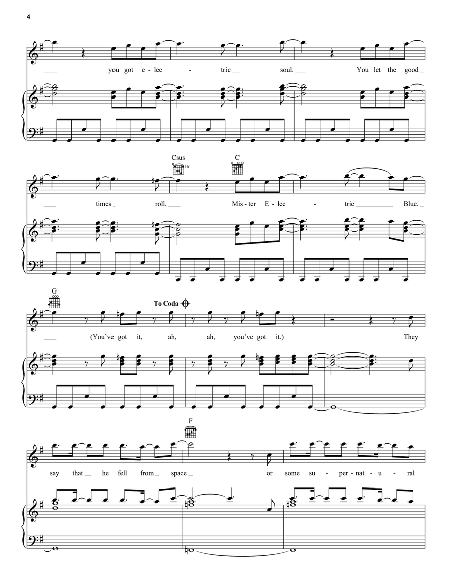 Mr. Electric Blue by Benson Boone Piano, Vocal, Guitar - Digital Sheet Music page 4