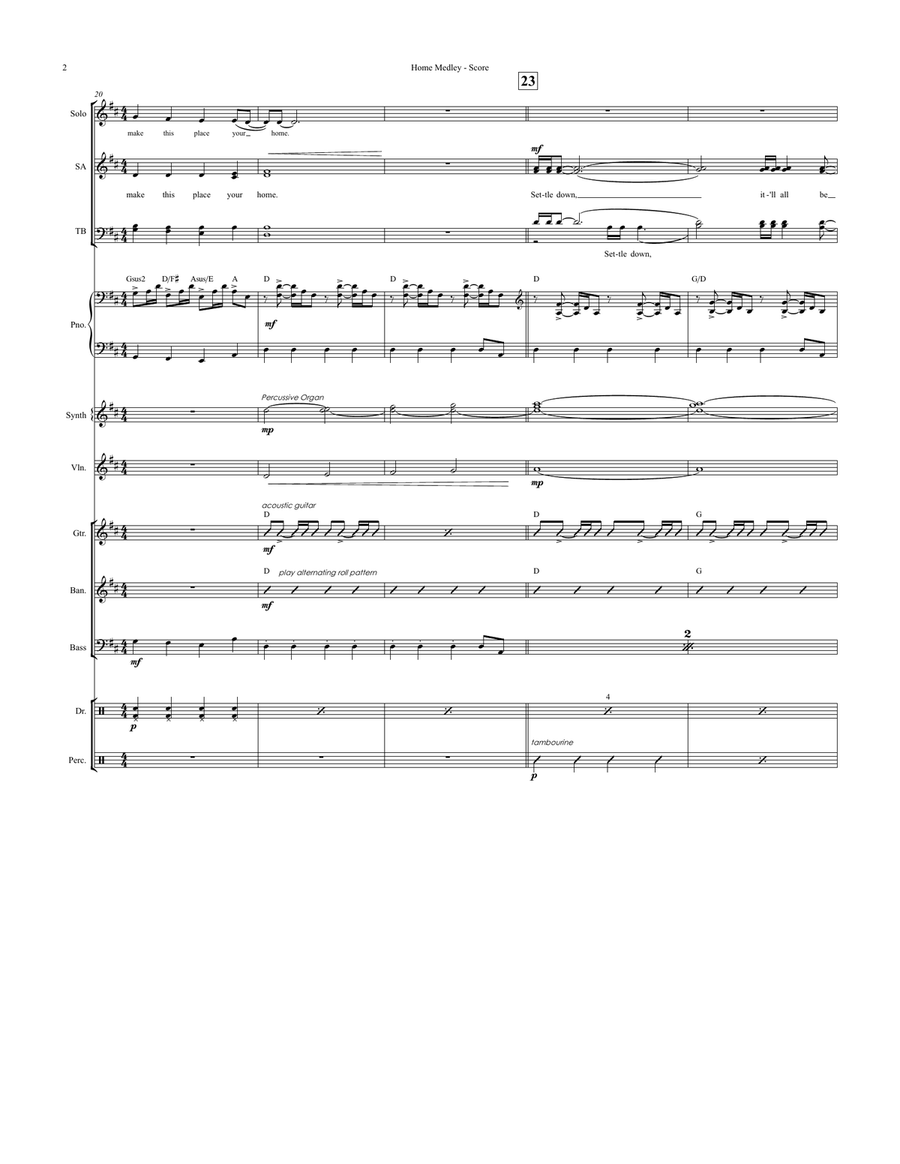 Medley: Home with In The Land Of The Pig The Butcher Is King Large Ensemble scores gallery preview page 2