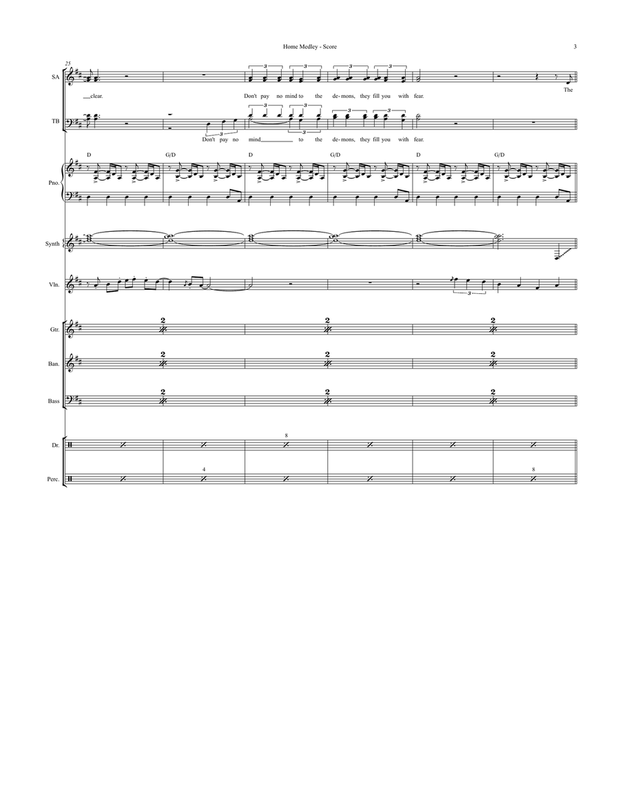 Medley: Home with In The Land Of The Pig The Butcher Is King Large Ensemble scores gallery preview page 3