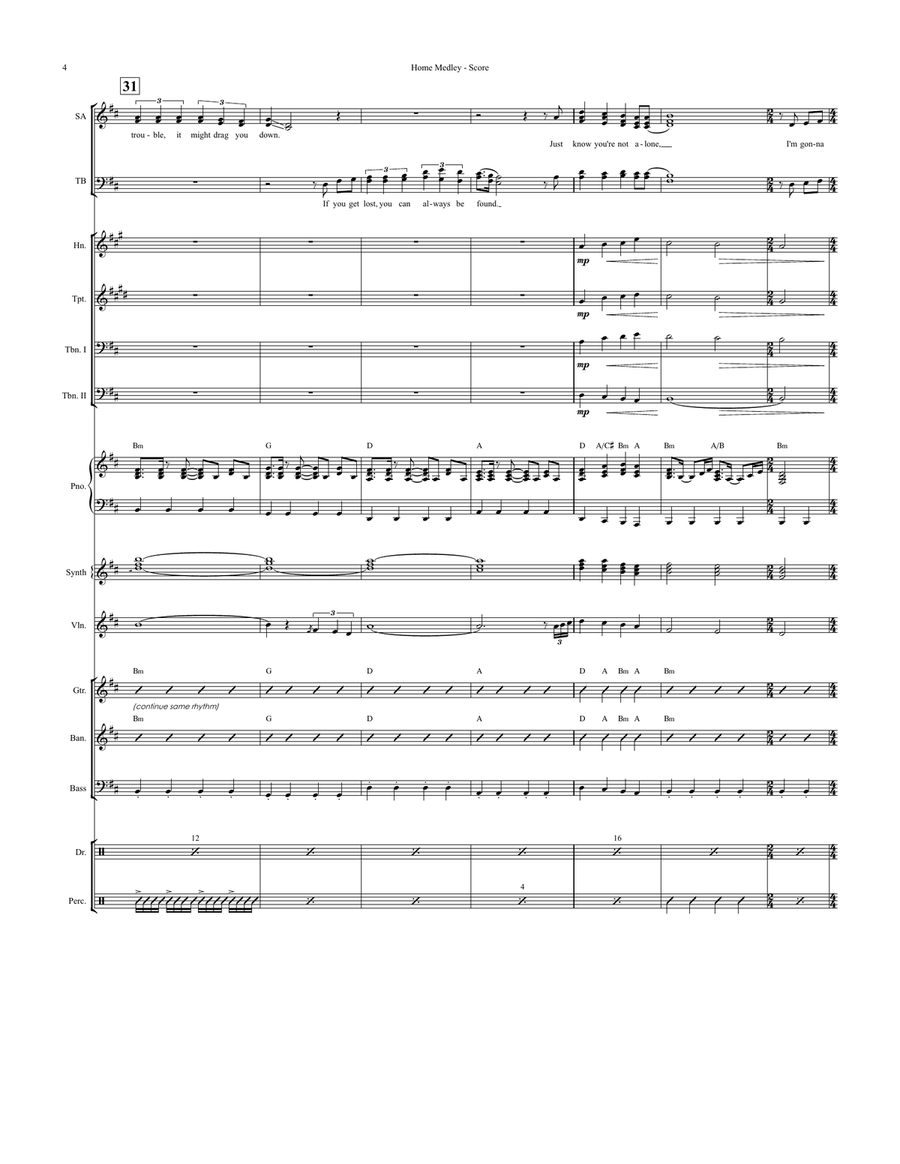 Medley: Home with In The Land Of The Pig The Butcher Is King Large Ensemble scores gallery preview page 4