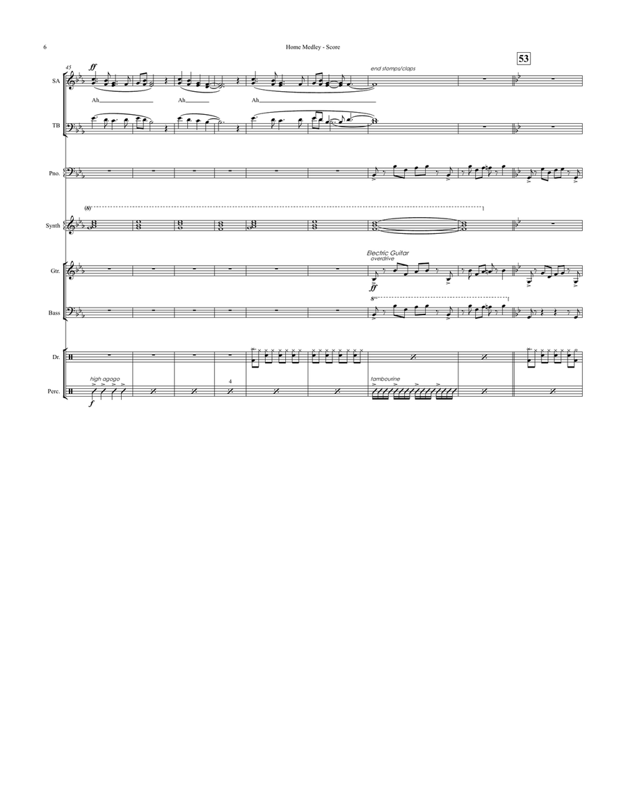 Medley: Home with In The Land Of The Pig The Butcher Is King Large Ensemble scores gallery preview page 6