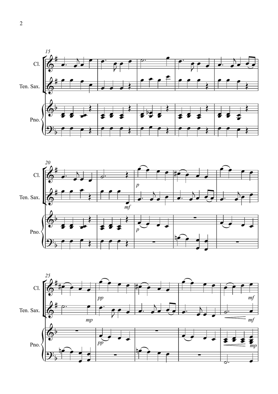 Auld Lang Syne for Clarinet and Tenor Saxophone Duet Woodwind Duet scores gallery preview page 2