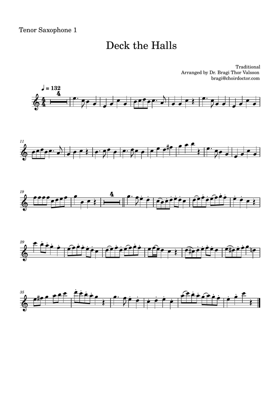 Deck the Halls - two Tenor Saxophones with Piano accompaniment Woodwind Duet scores gallery preview page 4