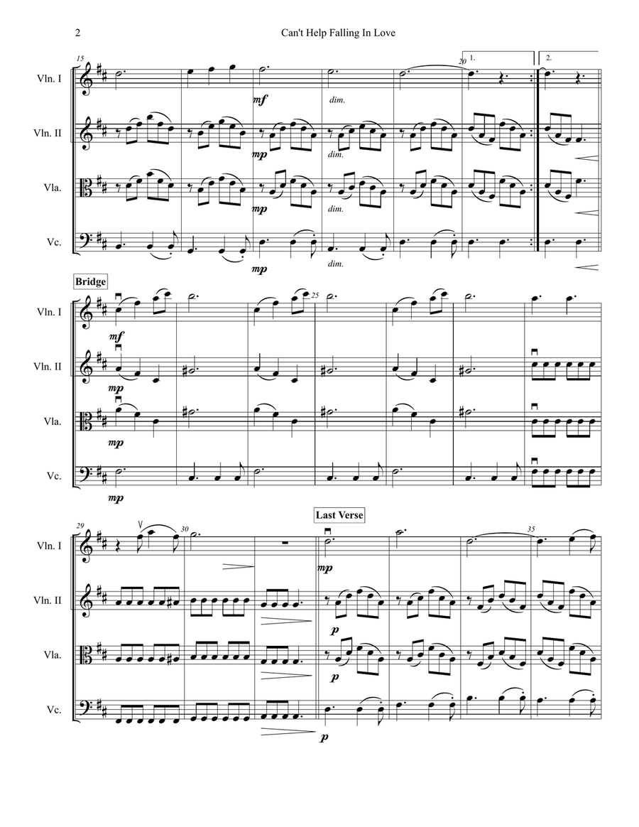 Can't Help Falling In Love String Trio scores gallery preview page 2