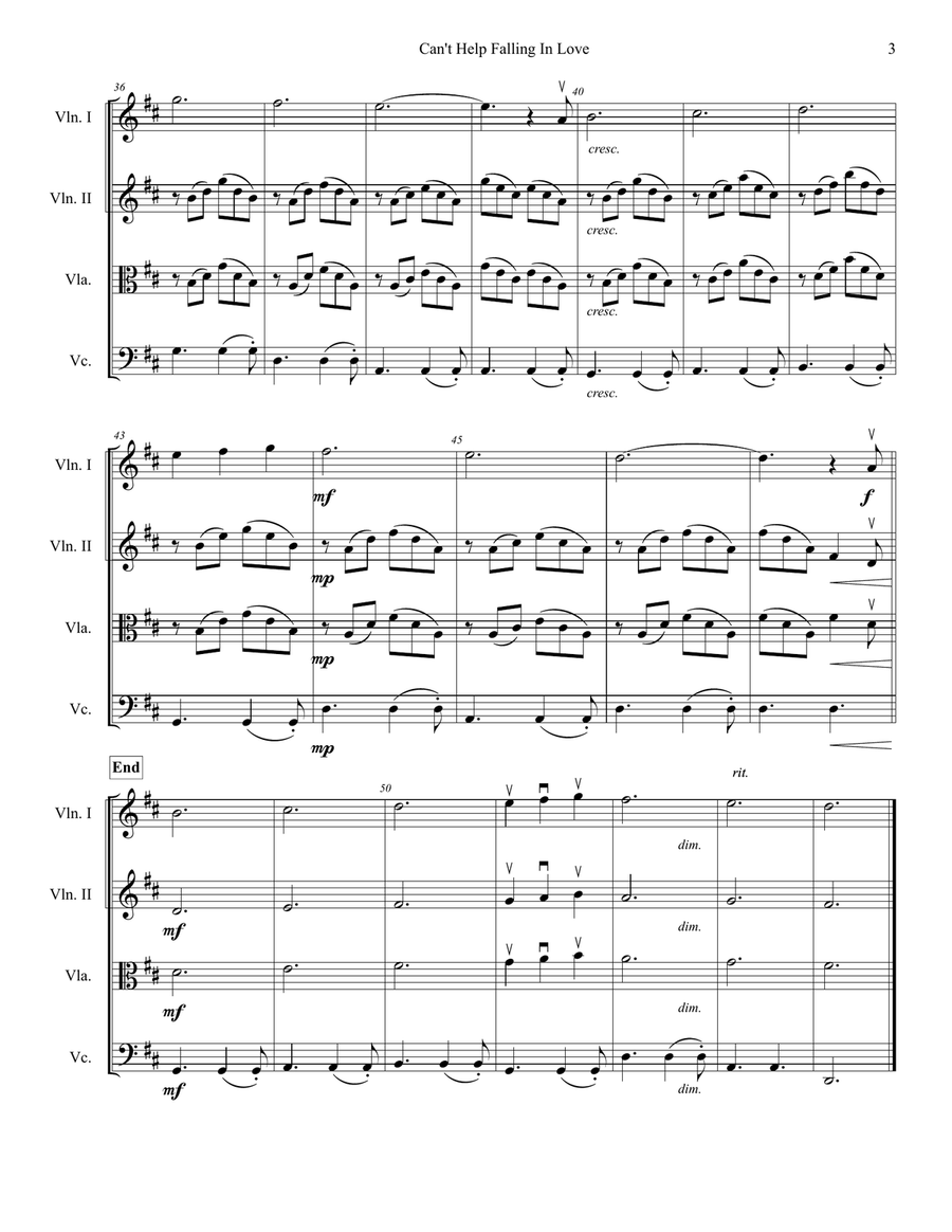 Can't Help Falling In Love String Trio scores gallery preview page 3