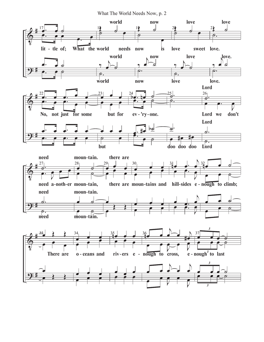 What The World Needs Now Is Love TTBB scores gallery preview page 2