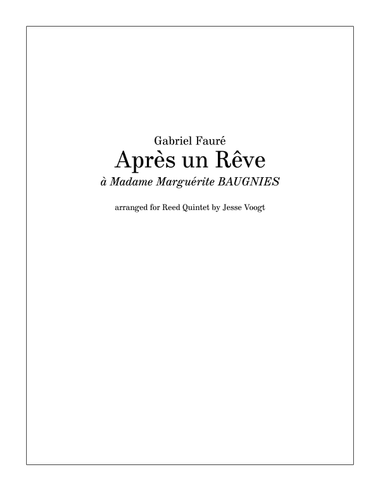 Après un Rêve for reed quintet