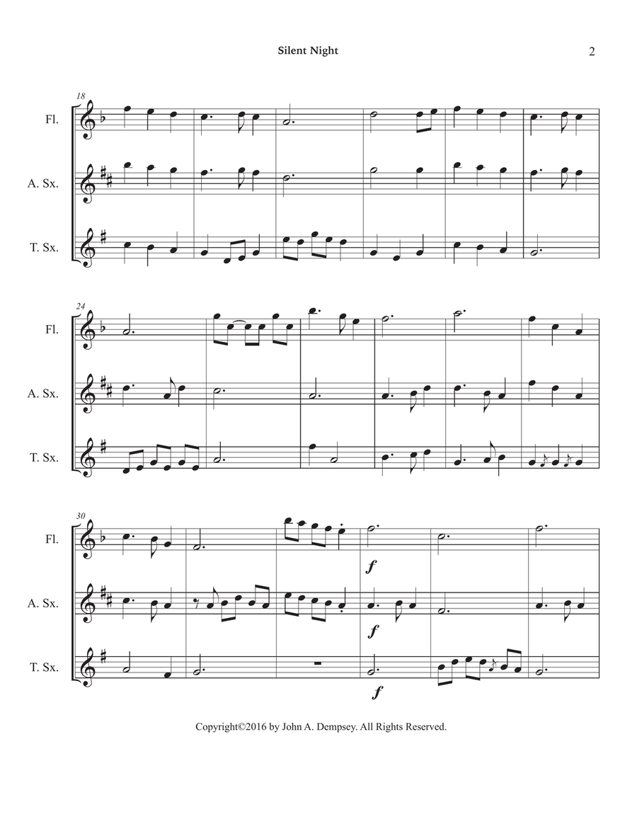 Silent Night (Woodwind Trio): Flute, Alto Sax and Tenor Sax by John A. Dempsey Woodwind Trio - Digital Sheet Music page 6