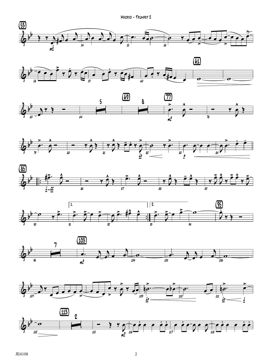Madrid: Trumpet 2 by Erik Morales Trumpet - Digital Sheet Music page 2