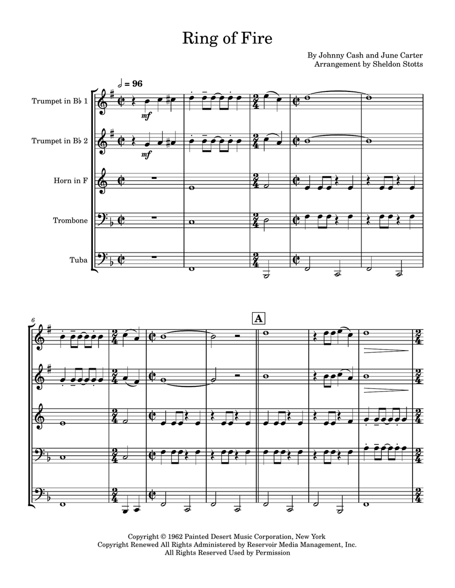 Ring Of Fire Brass Quintet scores gallery preview page 1