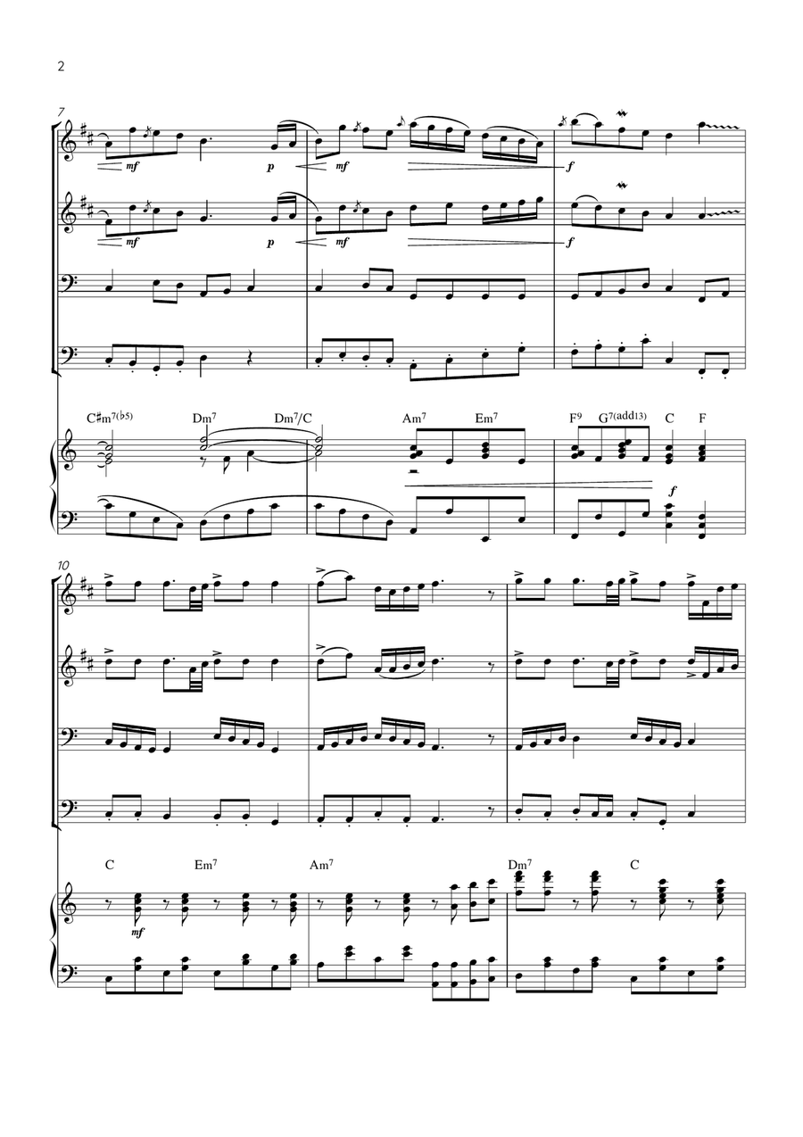 Jingle Bells - Brass Quartet & Piano in C Major - Advanced Brass Quartet - Digital Sheet Music page 2