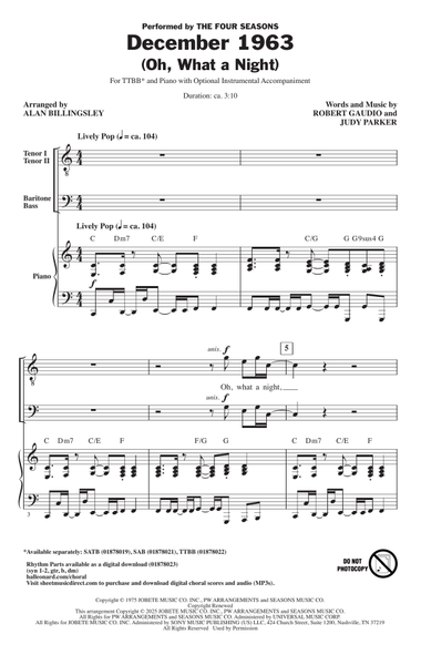 December 1963 (Oh, What A Night) (arr. Alan Billingsley)