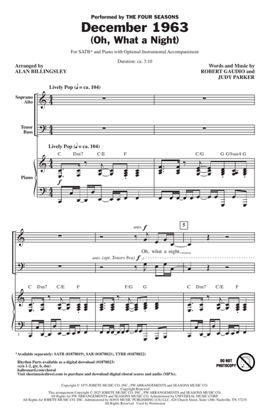 December 1963 (Oh, What A Night) (arr. Alan Billingsley)