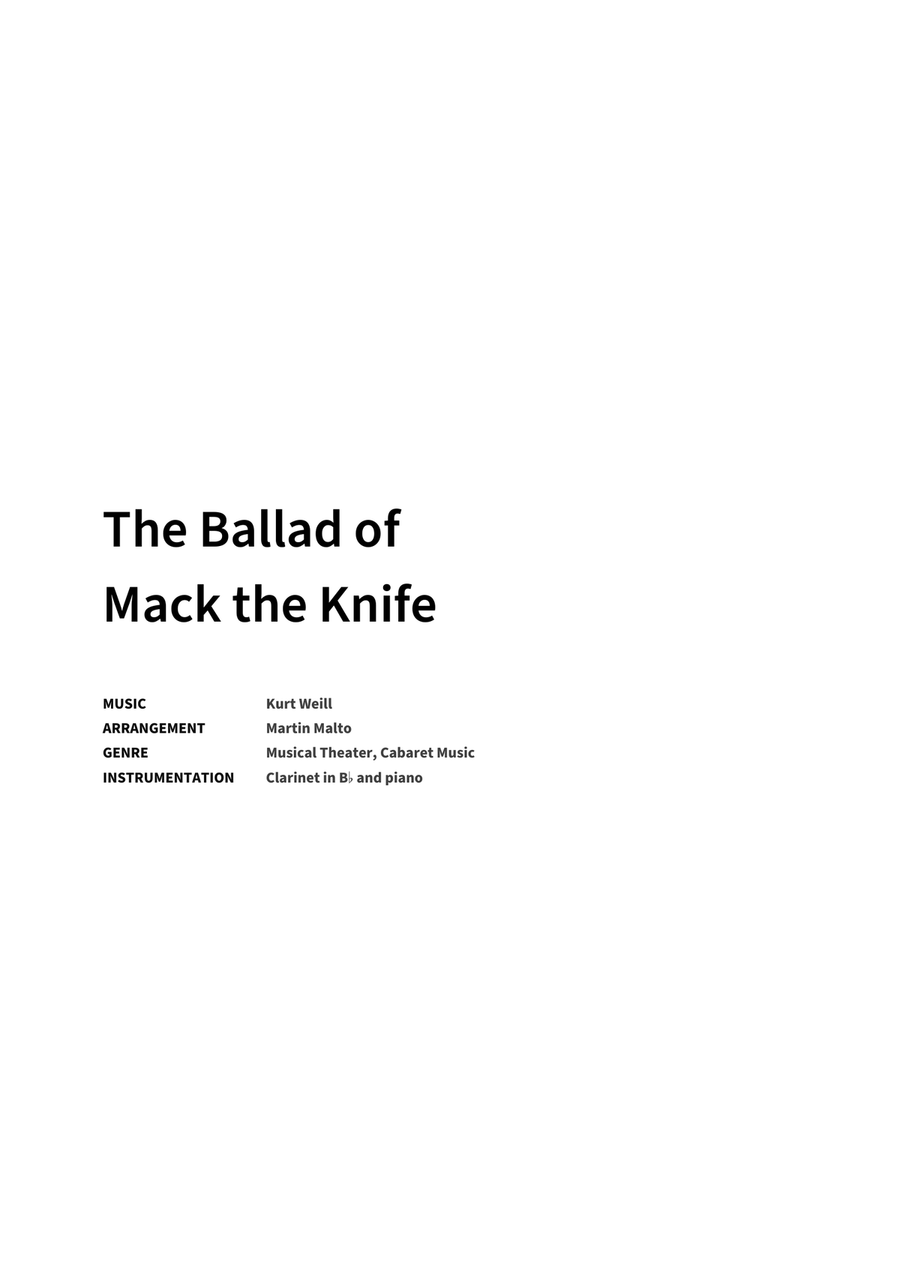 The Ballad of Mack the Knife by Kurt Weill Clarinet Solo - Digital Sheet Music page 2