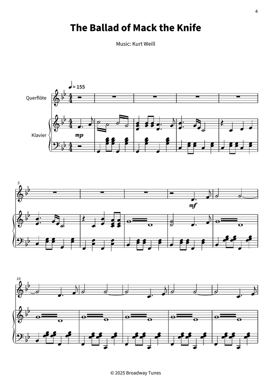 The Ballad of Mack the Knife by Kurt Weill Flute Solo - Digital Sheet Music page 5