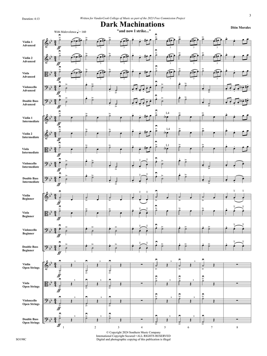 Dark Machinations - Full Score String Orchestra - Digital Sheet Music page 3
