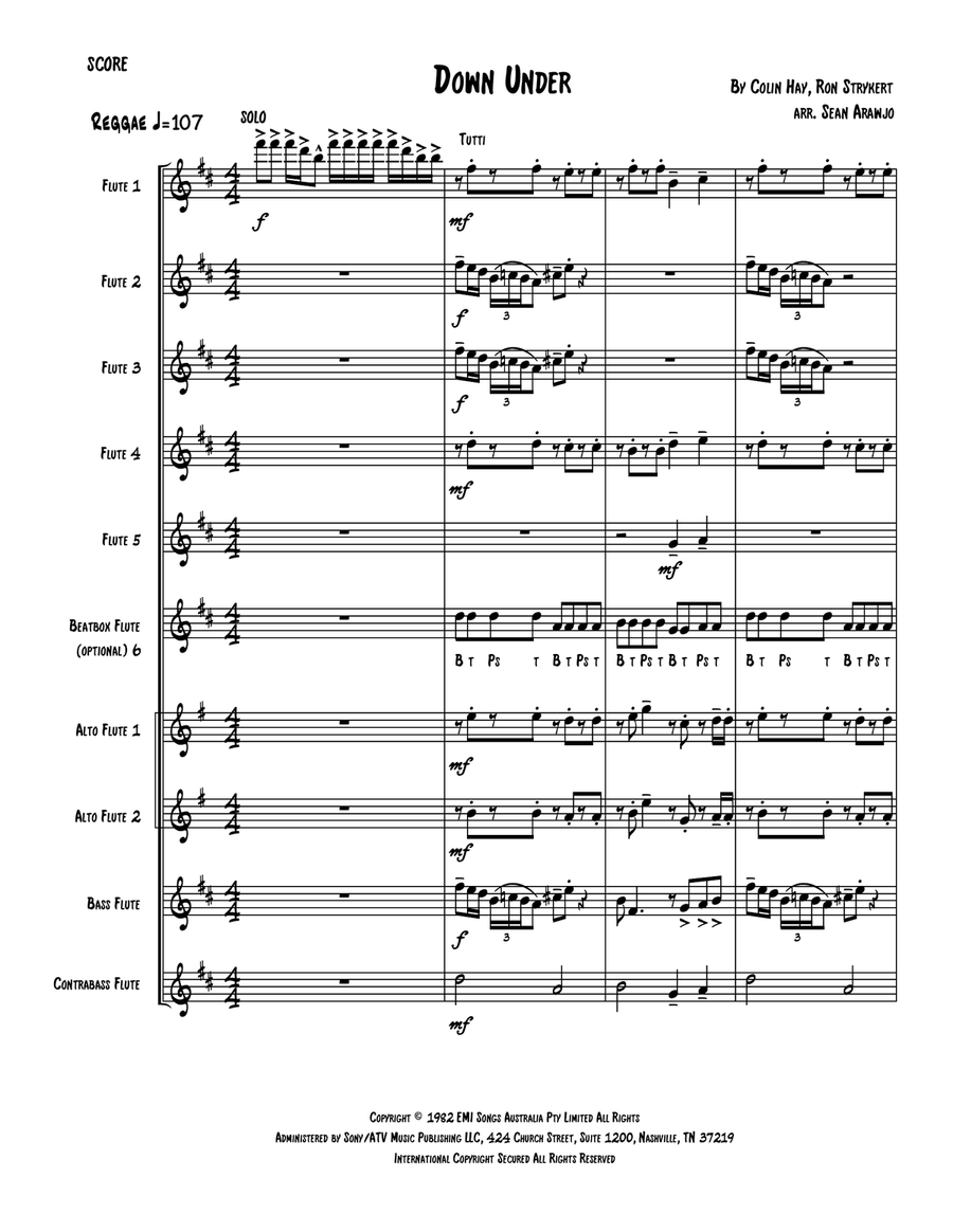 Down Under Flute Choir scores gallery preview page 1