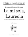 OBRADORS: La mi sola, Laureola (transposed to A minor)