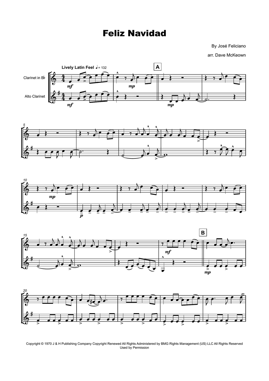 Feliz Navidad by Clay Walker Clarinet Duet - Digital Sheet Music page 2