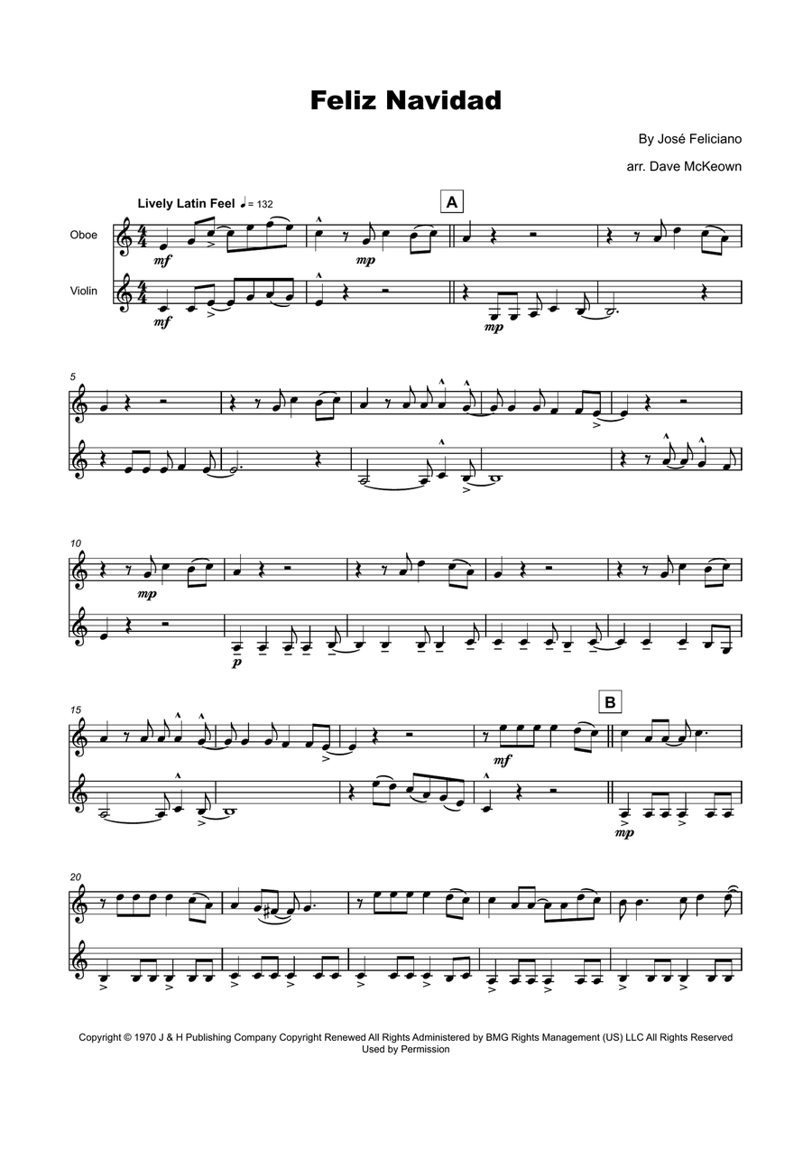 Feliz Navidad by Clay Walker Oboe - Digital Sheet Music page 2