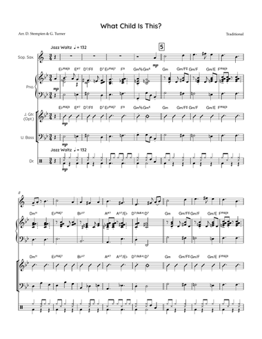 What Child Is This for Soprano Sax Jazz Combo (Greensleeves, Jazz Waltz)