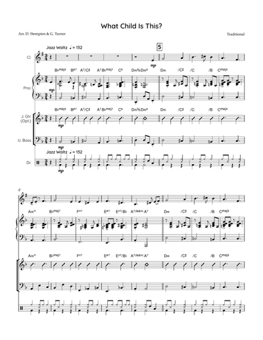 What Child Is This for Clarinet Jazz Combo (Greensleeves, Jazz Waltz)