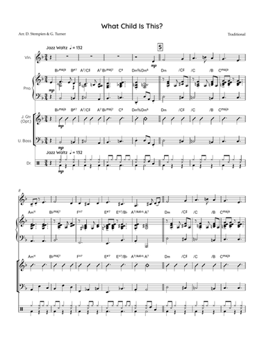 What Child Is This for Violin Jazz Combo (Greensleeves, Jazz Waltz)