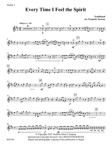 Every Time I Feel the Spirit (arr. Pasquale Tassone) - Violin 1