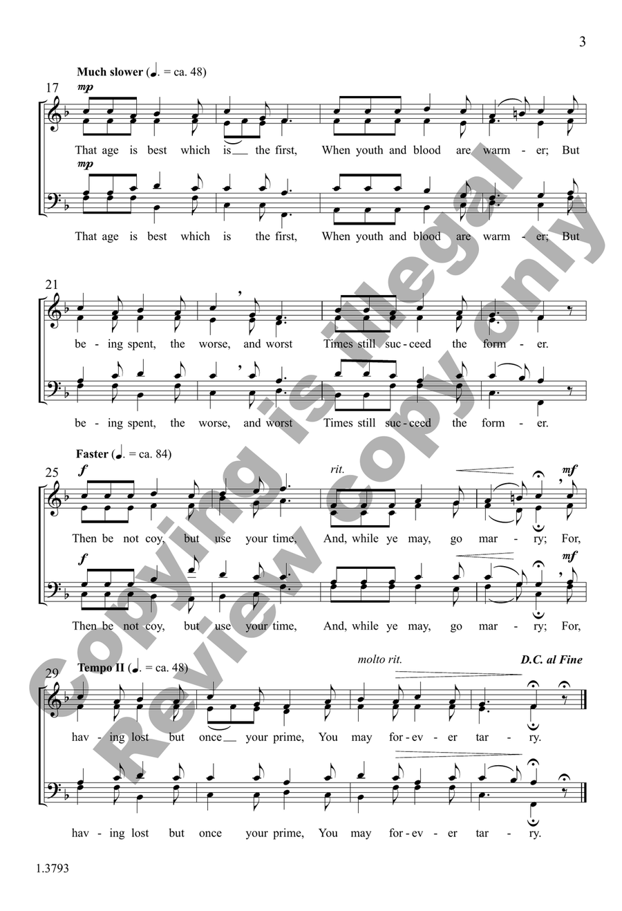 Gather Ye Rosebuds While Ye May (Choral Score) 4-Part - Sheet Music page 3