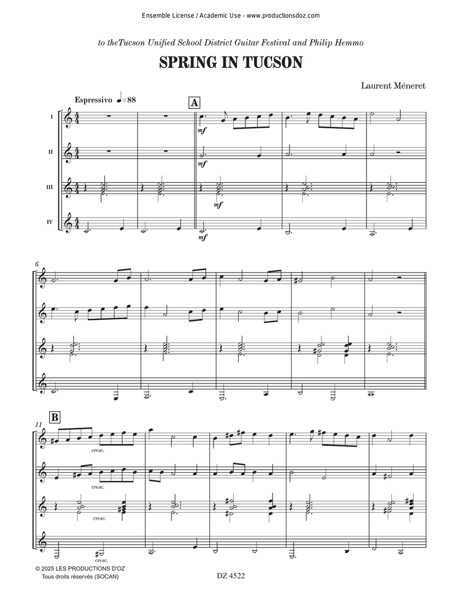 Spring in Tucson Guitar Ensemble - Digital Sheet Music page 3