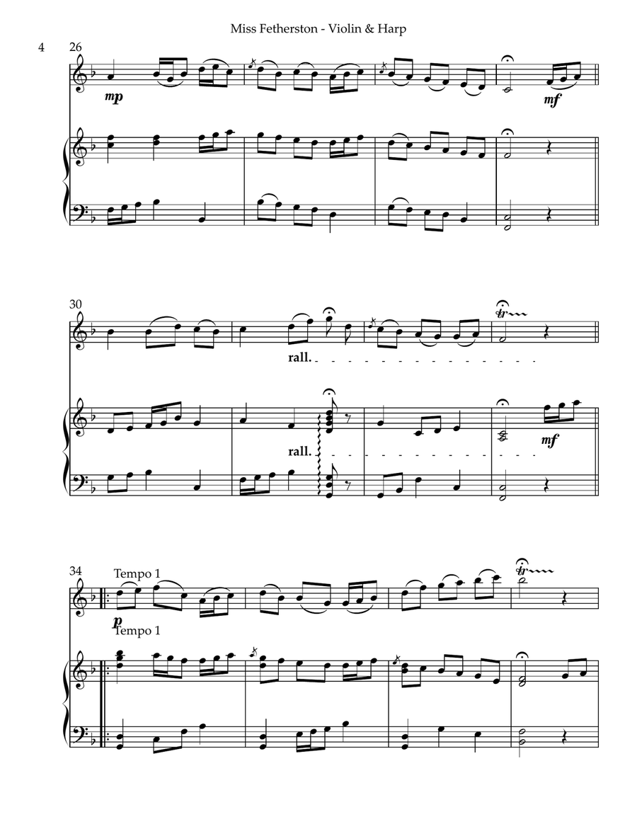 Miss Fetherston or Carolan’s Devotion, Duet for Violin & Harp String Duet scores gallery preview page 4