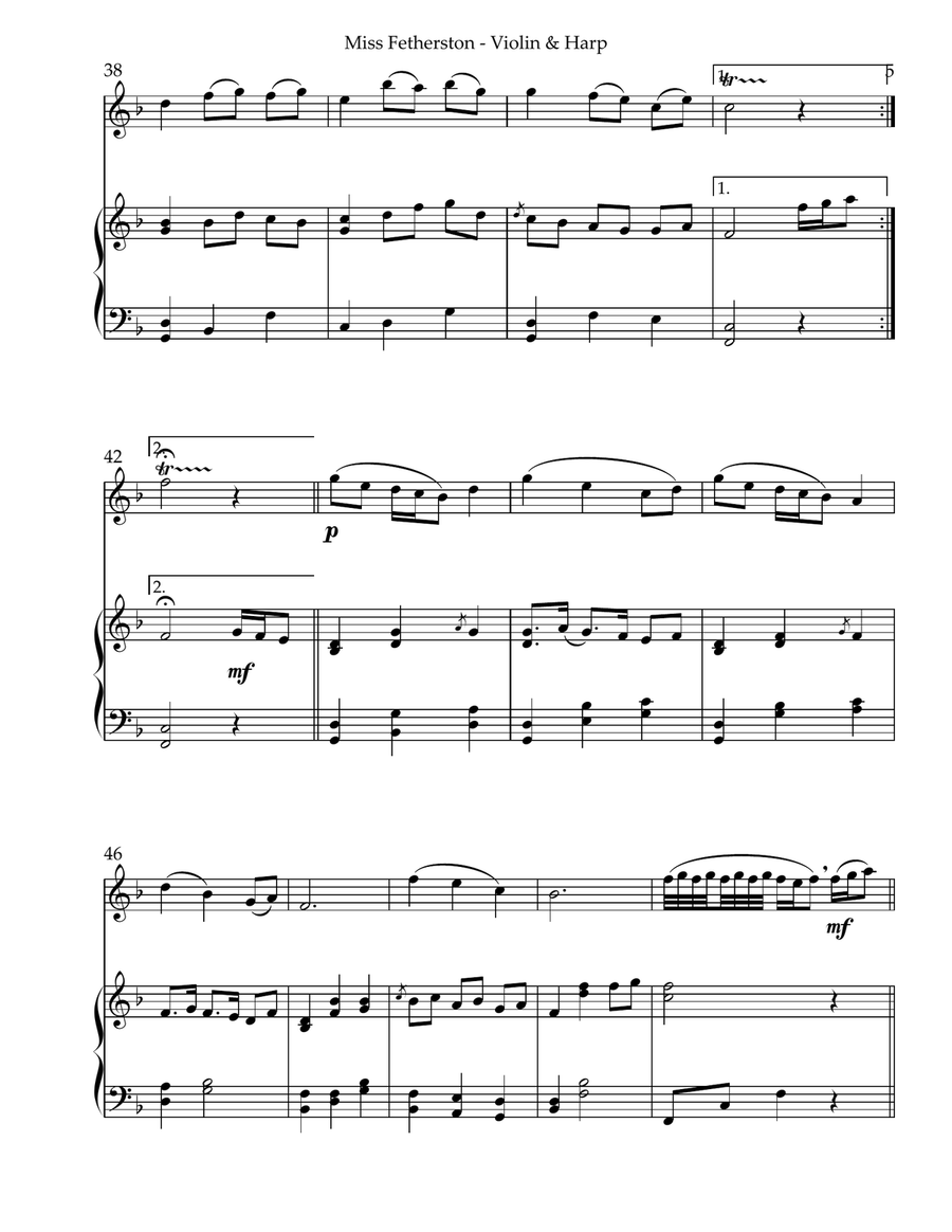Miss Fetherston or Carolan’s Devotion, Duet for Violin & Harp String Duet scores gallery preview page 5