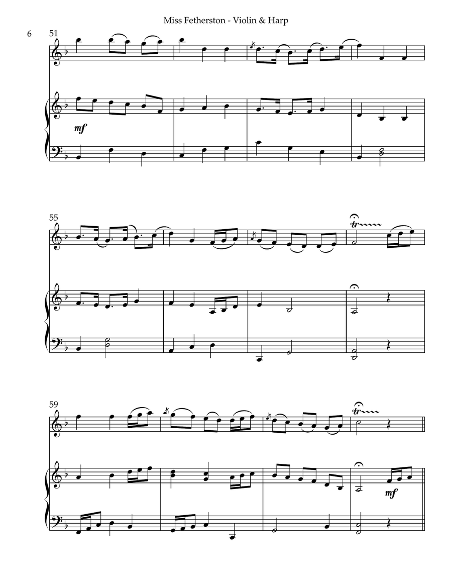Miss Fetherston or Carolan’s Devotion, Duet for Violin & Harp String Duet scores gallery preview page 6