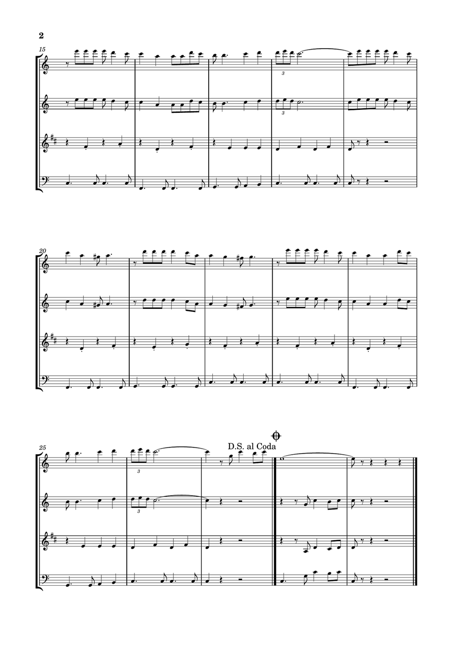 Feliz Navidad by Clay Walker Woodwind Quartet - Digital Sheet Music page 2