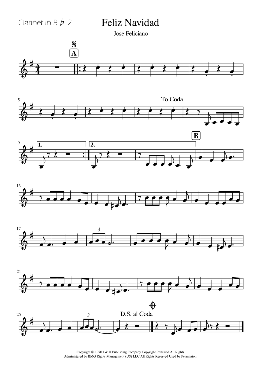 Feliz Navidad by Clay Walker Clarinet Quartet - Digital Sheet Music page 3